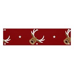 Cute-reindeer-head-with-star-red-background Banner And Sign 4  X 1  by uniart180623