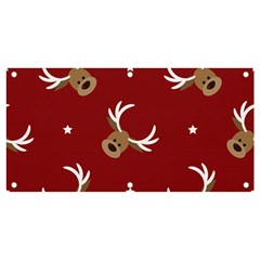 Cute-reindeer-head-with-star-red-background Banner And Sign 4  X 2  by uniart180623