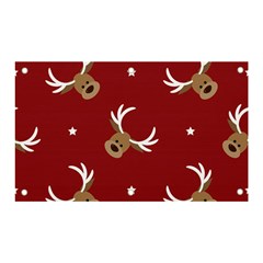 Cute-reindeer-head-with-star-red-background Banner And Sign 5  X 3  by uniart180623