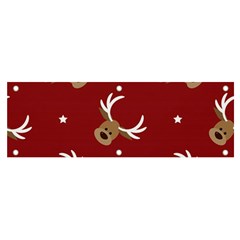 Cute-reindeer-head-with-star-red-background Banner And Sign 6  X 2  by uniart180623