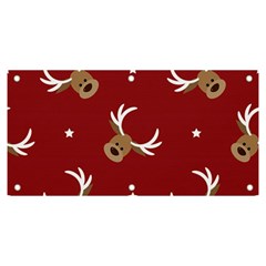 Cute-reindeer-head-with-star-red-background Banner And Sign 6  X 3  by uniart180623