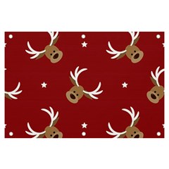 Cute-reindeer-head-with-star-red-background Banner And Sign 6  X 4  by uniart180623