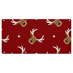 Cute-reindeer-head-with-star-red-background Banner And Sign 8  X 4  by uniart180623