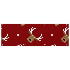 Cute-reindeer-head-with-star-red-background Banner And Sign 9  X 3  by uniart180623