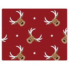 Cute-reindeer-head-with-star-red-background Premium Plush Fleece Blanket (medium) by uniart180623