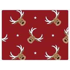 Cute-reindeer-head-with-star-red-background Premium Plush Fleece Blanket (extra Small) by uniart180623