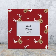 Cute-reindeer-head-with-star-red-background White Box Photo Frame 4  X 6  by uniart180623