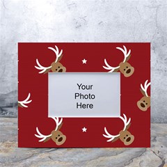 Cute-reindeer-head-with-star-red-background White Tabletop Photo Frame 4 x6  by uniart180623