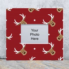 Cute-reindeer-head-with-star-red-background White Wall Photo Frame 5  X 7  by uniart180623