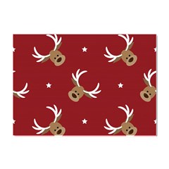 Cute-reindeer-head-with-star-red-background Crystal Sticker (a4) by uniart180623