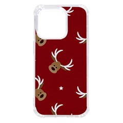 Cute-reindeer-head-with-star-red-background Iphone 14 Pro Tpu Uv Print Case by uniart180623