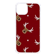 Cute-reindeer-head-with-star-red-background Iphone 13 Tpu Uv Print Case by uniart180623