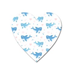 Seamless-pattern-with-cute-sharks-hearts Heart Magnet by uniart180623