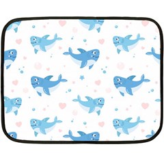 Seamless-pattern-with-cute-sharks-hearts Two Sides Fleece Blanket (mini) by uniart180623