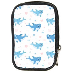 Seamless-pattern-with-cute-sharks-hearts Compact Camera Leather Case by uniart180623