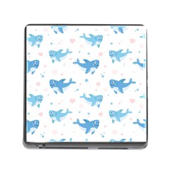 Seamless-pattern-with-cute-sharks-hearts Memory Card Reader (square 5 Slot) by uniart180623