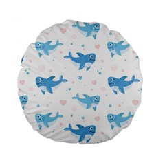 Seamless-pattern-with-cute-sharks-hearts Standard 15  Premium Round Cushions by uniart180623