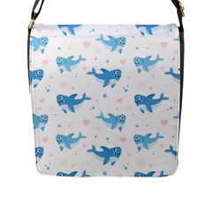 Seamless-pattern-with-cute-sharks-hearts Flap Closure Messenger Bag (l) by uniart180623