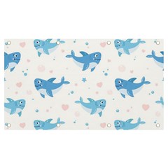 Seamless-pattern-with-cute-sharks-hearts Banner And Sign 7  X 4  by uniart180623