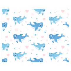 Seamless-pattern-with-cute-sharks-hearts Premium Plush Fleece Blanket (medium) by uniart180623