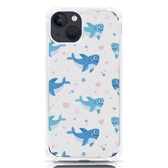 Seamless-pattern-with-cute-sharks-hearts Iphone 13 Tpu Uv Print Case by uniart180623