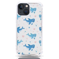 Seamless-pattern-with-cute-sharks-hearts Iphone 13 Mini Tpu Uv Print Case by uniart180623