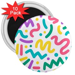 Abstract-pop-art-seamless-pattern-cute-background-memphis-style 3  Magnets (10 Pack)  by uniart180623