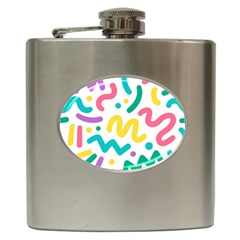 Abstract-pop-art-seamless-pattern-cute-background-memphis-style Hip Flask (6 Oz) by uniart180623