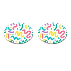 Abstract-pop-art-seamless-pattern-cute-background-memphis-style Cufflinks (oval) by uniart180623