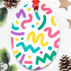 Abstract-pop-art-seamless-pattern-cute-background-memphis-style Oval Ornament (two Sides) by uniart180623