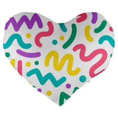 Abstract-pop-art-seamless-pattern-cute-background-memphis-style Large 19  Premium Heart Shape Cushions by uniart180623