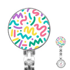 Abstract-pop-art-seamless-pattern-cute-background-memphis-style Stainless Steel Nurses Watch by uniart180623