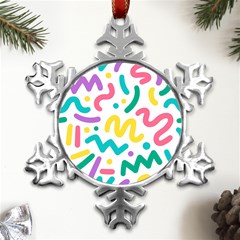 Abstract-pop-art-seamless-pattern-cute-background-memphis-style Metal Small Snowflake Ornament by uniart180623