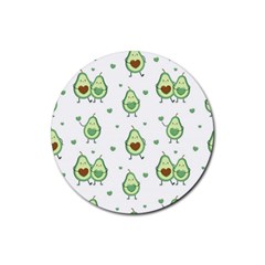 Cute-seamless-pattern-with-avocado-lovers Rubber Round Coaster (4 Pack) by uniart180623