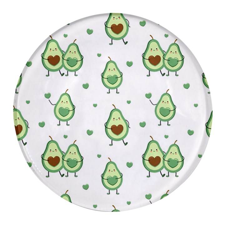 Cute-seamless-pattern-with-avocado-lovers Round Glass Fridge Magnet (4 pack)