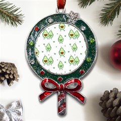 Cute-seamless-pattern-with-avocado-lovers Metal X mas Lollipop With Crystal Ornament by uniart180623