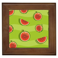 Seamless-background-with-watermelon-slices Framed Tile by uniart180623