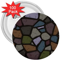 Cartoon-colored-stone-seamless-background-texture-pattern - 3  Buttons (100 Pack)  by uniart180623