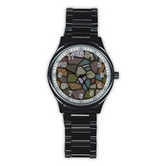 Cartoon-colored-stone-seamless-background-texture-pattern - Stainless Steel Round Watch by uniart180623