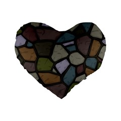 Cartoon-colored-stone-seamless-background-texture-pattern - Standard 16  Premium Flano Heart Shape Cushions by uniart180623