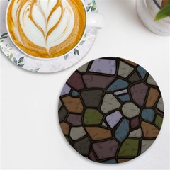 Cartoon-colored-stone-seamless-background-texture-pattern - Uv Print Round Tile Coaster by uniart180623