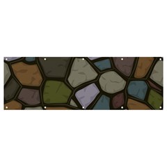 Cartoon-colored-stone-seamless-background-texture-pattern - Banner And Sign 12  X 4  by uniart180623