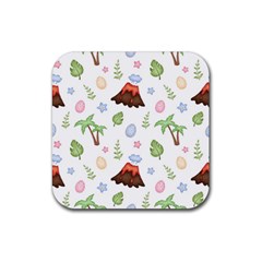 Cute-palm-volcano-seamless-pattern Rubber Coaster (square) by uniart180623