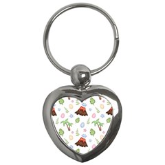 Cute-palm-volcano-seamless-pattern Key Chain (heart)