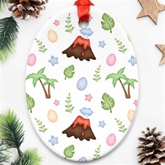 Cute-palm-volcano-seamless-pattern Oval Ornament (two Sides) by uniart180623