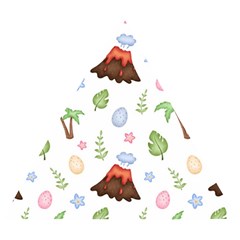 Cute-palm-volcano-seamless-pattern Wooden Puzzle Triangle by uniart180623