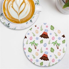 Cute-palm-volcano-seamless-pattern Uv Print Round Tile Coaster by uniart180623