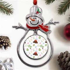 Cute-palm-volcano-seamless-pattern Metal Snowman Ornament by uniart180623