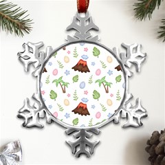 Cute-palm-volcano-seamless-pattern Metal Small Snowflake Ornament by uniart180623