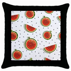 Seamless-background-pattern-with-watermelon-slices Throw Pillow Case (black) by uniart180623